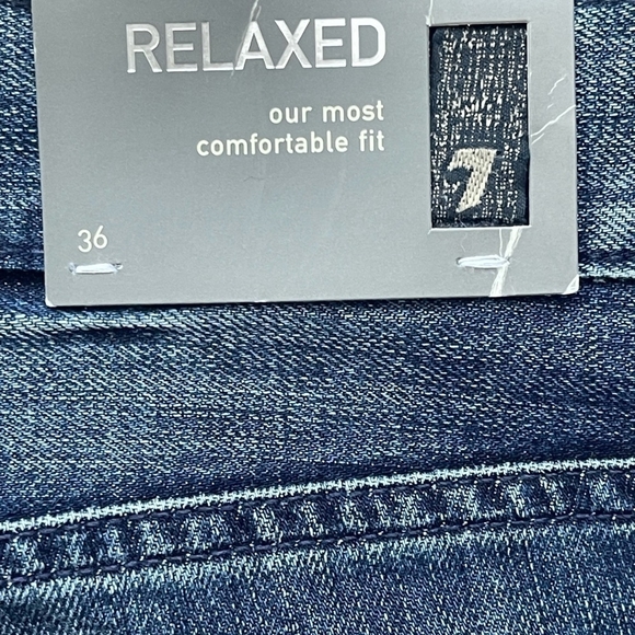 NWT Mens JEANS 7 FOR ALL MANKIND Relaxed Fit Straight Jeans Blue Denim Jeans - Picture 5 of 6